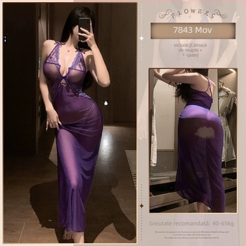 Pijamă în stil sling, fără mâneci, poliester, țesătură subțire 101–120 g/m².