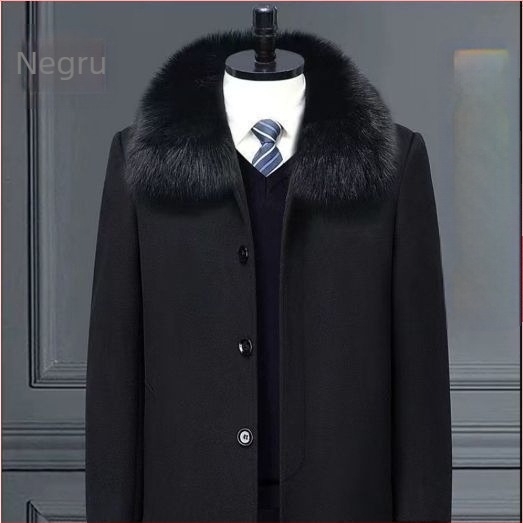 Palton bărbătesc, trench lung, cu rever tip lapel, închidere cu nasturi pe o singură linie, fără glugă, fără curea