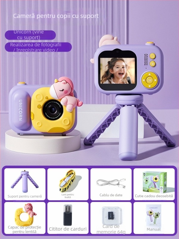 Camera pentru copii Lelefish pentru fotografii și videoclipuri, jucărie din plastic, pentru copii 4-6 ani, dezvoltă vederea și coordonarea mână-ochi