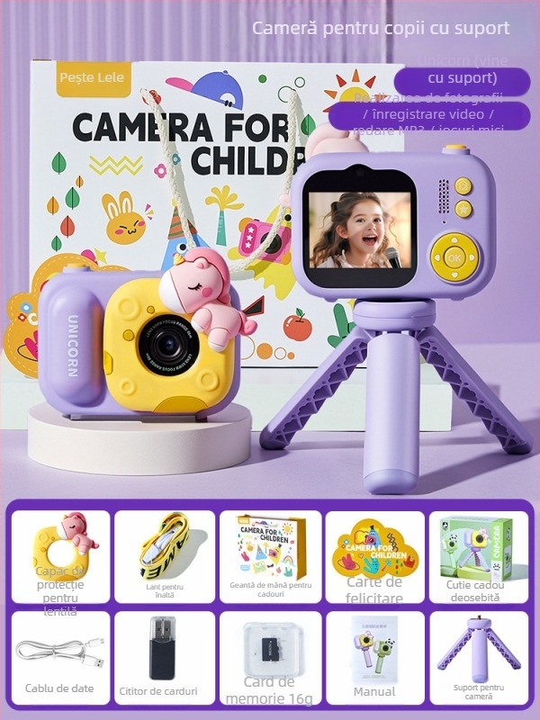 Camera pentru copii Lelefish pentru fotografii și videoclipuri, jucărie din plastic, pentru copii 4-6 ani, dezvoltă vederea și coordonarea mână-ochi