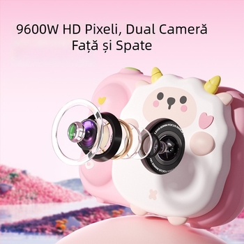 Lelefish Cameră digitală pentru copii – fotografiază și înregistrează videoclipuri, jucărie reîncărcabilă pentru copii 4–6 ani, stimulează vederea și coordonarea mână-ochi