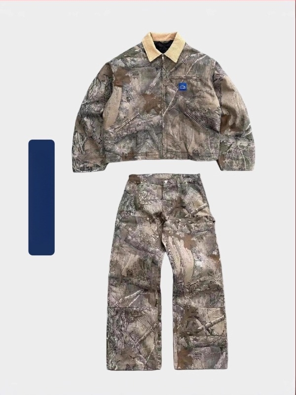 Geacă camuflaj cu rever, fermoar și buzunare multiple – croială lejeră, poliester