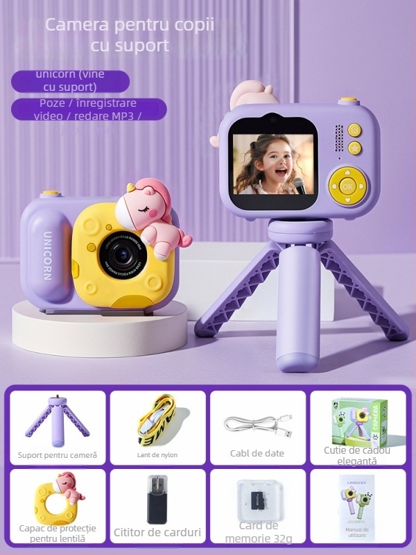 Camera pentru copii Lelefish pentru fotografiere și înregistrare video, din plastic, pentru copii 4–6 ani, dezvoltă viziunea și coordonarea mână-ochi