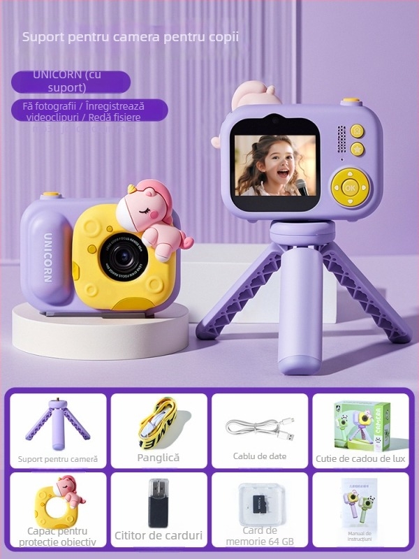 Lelefish Cameră pentru copii pentru fotografii și videoclipuri – jucărie educativă pentru 4–6 ani, din plastic, dezvoltă vederea și coordonarea mână-ochi