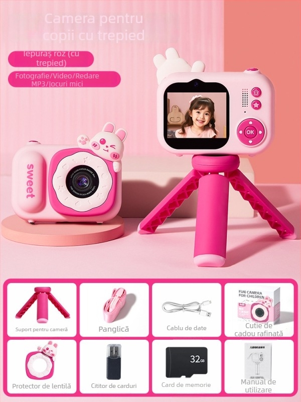 Lelefish Cameră pentru copii pentru fotografii și videoclipuri – jucărie educativă pentru 4–6 ani, din plastic, dezvoltă vederea și coordonarea mână-ochi