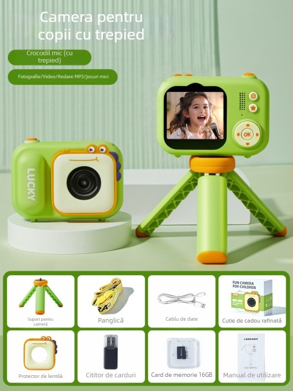 Lelefish Cameră pentru copii pentru fotografii și videoclipuri – jucărie educativă pentru 4–6 ani, din plastic, dezvoltă vederea și coordonarea mână-ochi