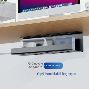 Raft de gestionare a cablurilor sub birou - Fier, Depozitare pentru suport de flori, Organizator rezistent la praf