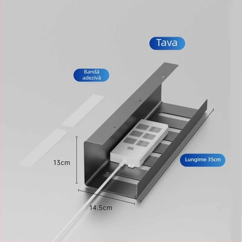 Raft de gestionare a cablurilor sub birou - Fier, Depozitare pentru suport de flori, Organizator rezistent la praf
