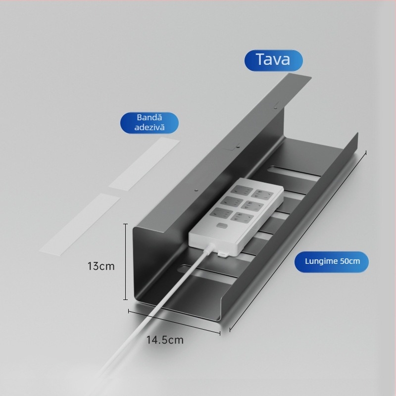 Raft de gestionare a cablurilor sub birou - Fier, Depozitare pentru suport de flori, Organizator rezistent la praf
