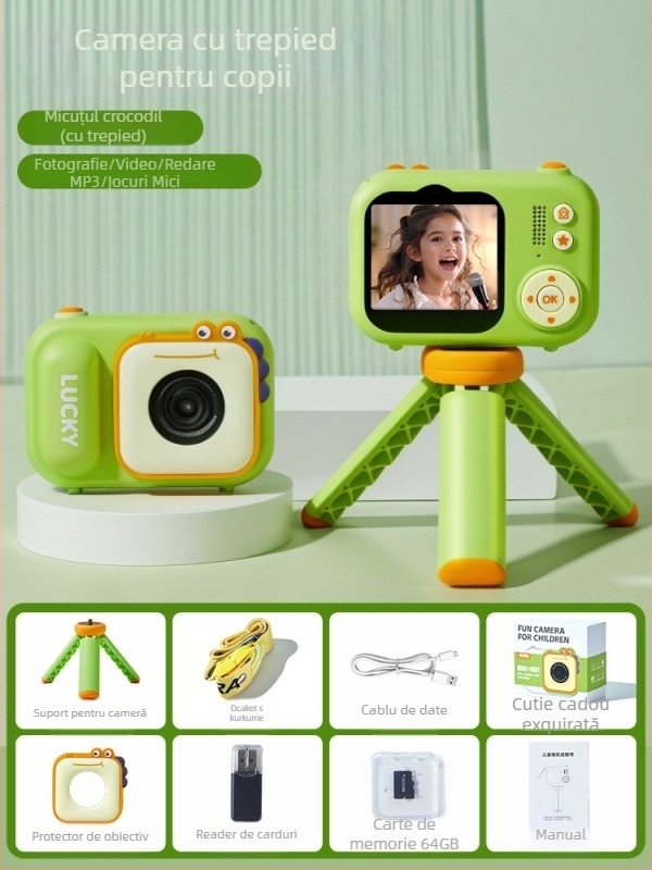 Camera pentru copii Lelefish – funcții de joacă în casă și fotografiere – corp din plastic, pentru copii 4–6 ani