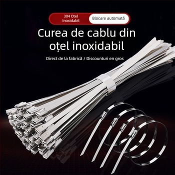 Colier pentru cablu din oțel inoxidabil 304, cu încuietoare automată, pentru exterior – rezistent la temperaturi ridicate, anti-oxidare, anti-coroziune