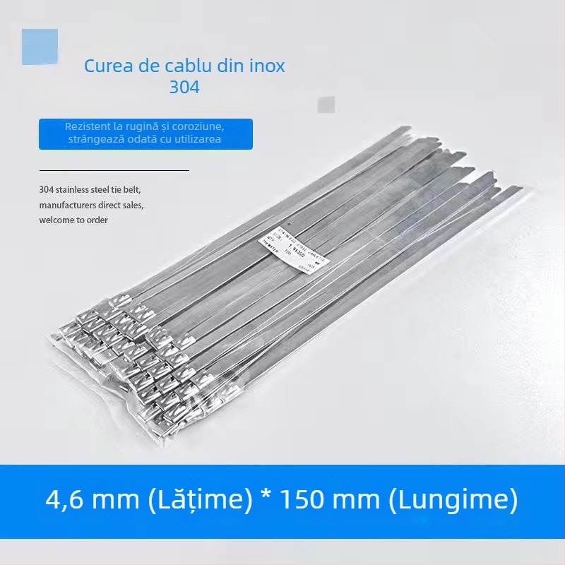 Colier pentru cablu din oțel inoxidabil 304, cu încuietoare automată, pentru exterior – rezistent la temperaturi ridicate, anti-oxidare, anti-coroziune