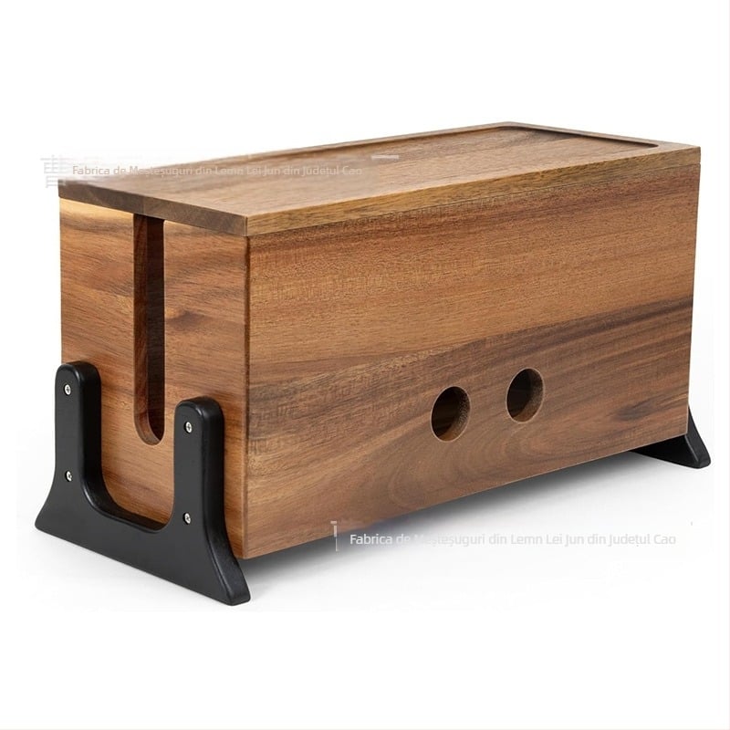 Organizator de cabluri din lemn pentru birou și stand pentru router