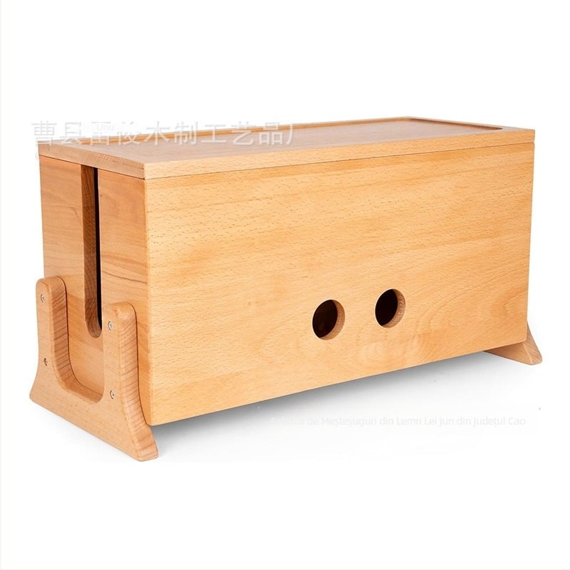 Organizator de cabluri din lemn pentru birou și stand pentru router