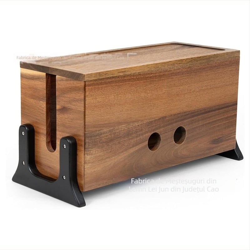 Organizator de cabluri din lemn pentru birou și stand pentru router