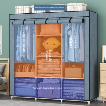 Dulap simplu din țesătură pentru casă, design minimalist • model 1611-1612 • dimensiuni 118×45×165 cm • țesătură nețesută • montaj pe podea