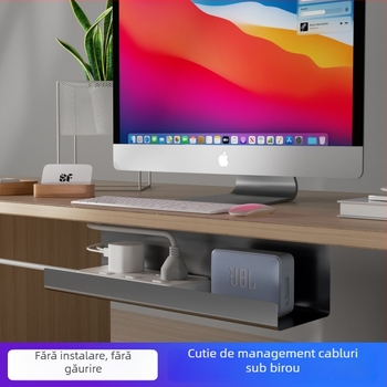 Rack de gestionare a cablurilor sub birou, din fier, organizator de cabluri pentru cabluri de birou, pentru suport de flori, protecție împotriva prafului