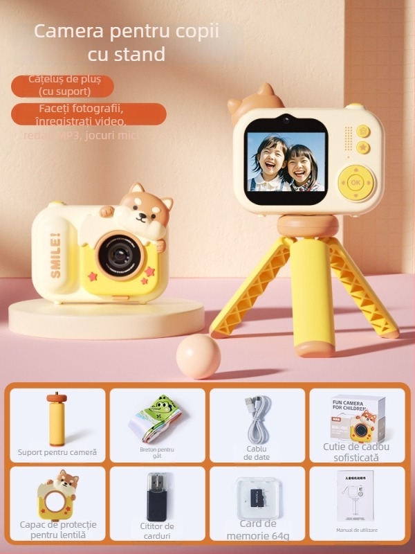 Lelefish Cameră pentru copii – fotografie și video, corp din plastic, pentru copii 4–6 ani, dezvoltă vederea și coordonarea mână-ochi