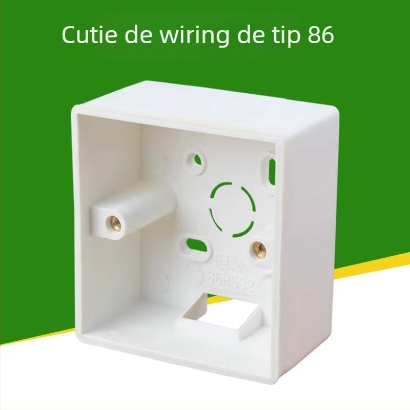 Cutie de legătură tip 86, montaj deschis pentru întrerupător de perete, PVC ignifug Crown