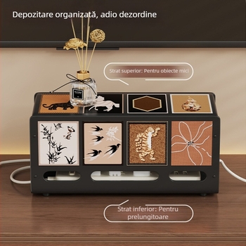 Cutie de depozitare a cablurilor cu capac - oțel carbon, 1 L, organizator de cabluri pentru birou, multipurpose