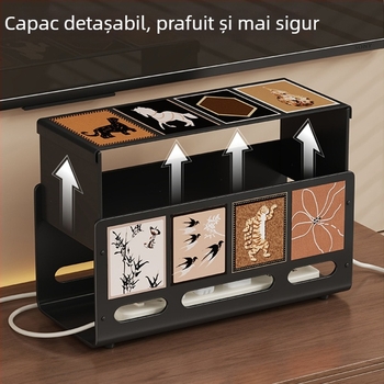 Cutie de depozitare a cablurilor cu capac - oțel carbon, 1 L, organizator de cabluri pentru birou, multipurpose