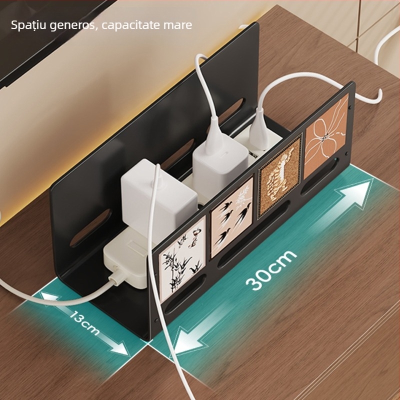 Cutie de depozitare a cablurilor cu capac - oțel carbon, 1 L, organizator de cabluri pentru birou, multipurpose