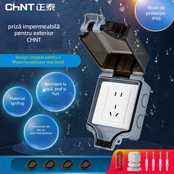 Cutie exterior impermeabilă pentru întrerupător și priză, IP66, montaj pe suprafață, cu lacăt, carcasa PC/ABS