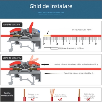TL-633 Cap terminal tip șină pentru panou de distribuție electric, terminal divizat, conectare rapidă