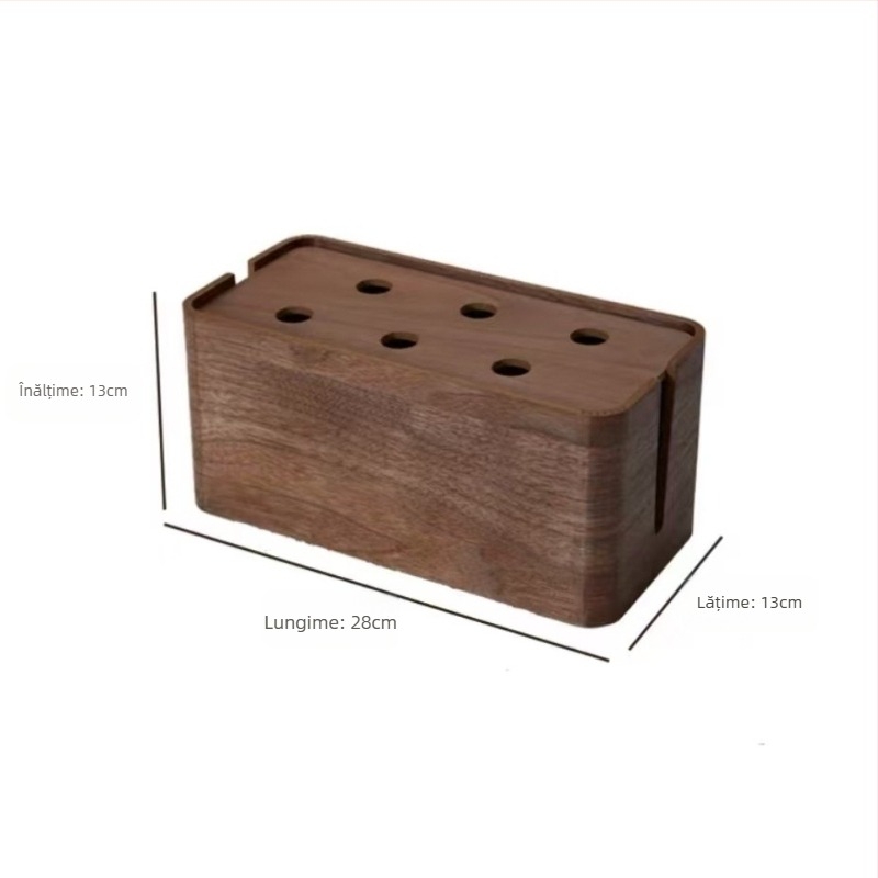 Cutie din lemn pentru organizarea cablurilor, de birou — Cutie de depozitare de birou, stil modern minimalist, capacitate 1 L, pentru cabluri de căști