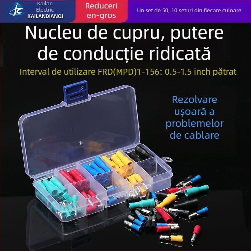 CHKL FRD Bullet conectori pentru cablu, terminale rapide prin presare la rece, masculi și femele, 50 de seturi în cutie, pentru electricieni
