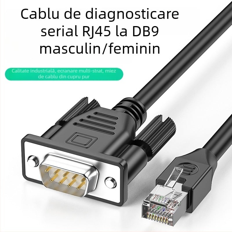 Cablu console serial RJ45 către DB9, cablu adaptor pentru switch/server, cupru, nichelat, lungime 0.5-30 m