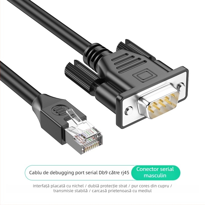 Cablu console serial RJ45 către DB9, cablu adaptor pentru switch/server, cupru, nichelat, lungime 0.5-30 m