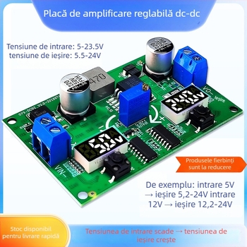 Modul LM2596S reglabil Boost/Buck cu afișaj dual de voltmetru, sursă de alimentare reglabilă pentru automobil – DIY