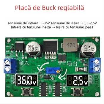 Modul LM2596S reglabil Boost/Buck cu afișaj dual de voltmetru, sursă de alimentare reglabilă pentru automobil – DIY