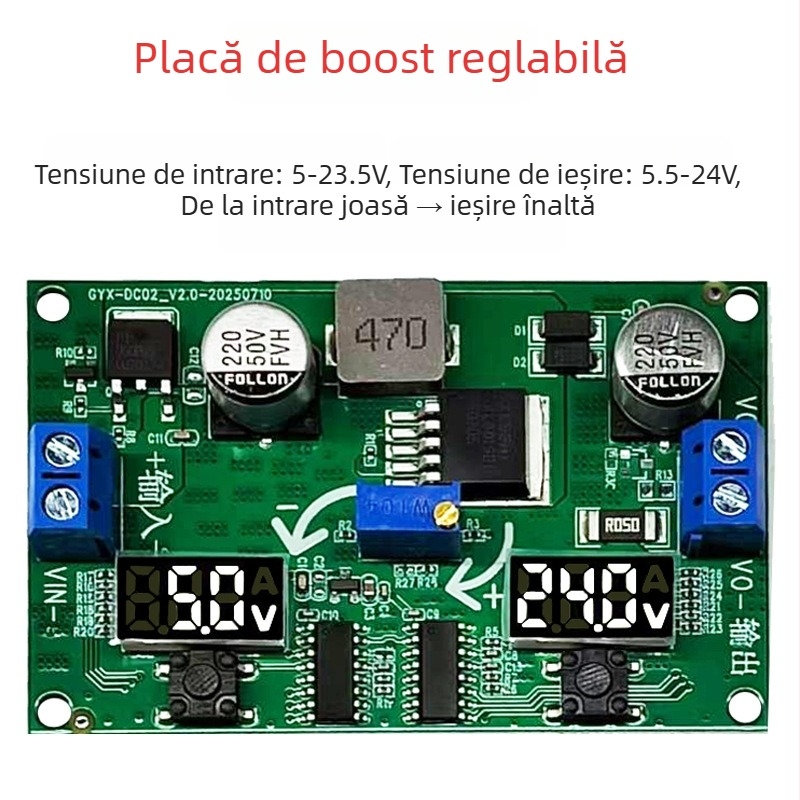 Modul LM2596S reglabil Boost/Buck cu afișaj dual de voltmetru, sursă de alimentare reglabilă pentru automobil – DIY