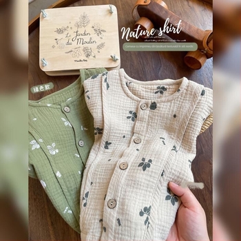 Cămașă pentru copii și bebeluți, neutru din punct de vedere al sexului, mânecă lungă, amestec poliester-bumbac 50/50, potrivită pentru nou-născuți 0–12 luni, primăvară și toamnă