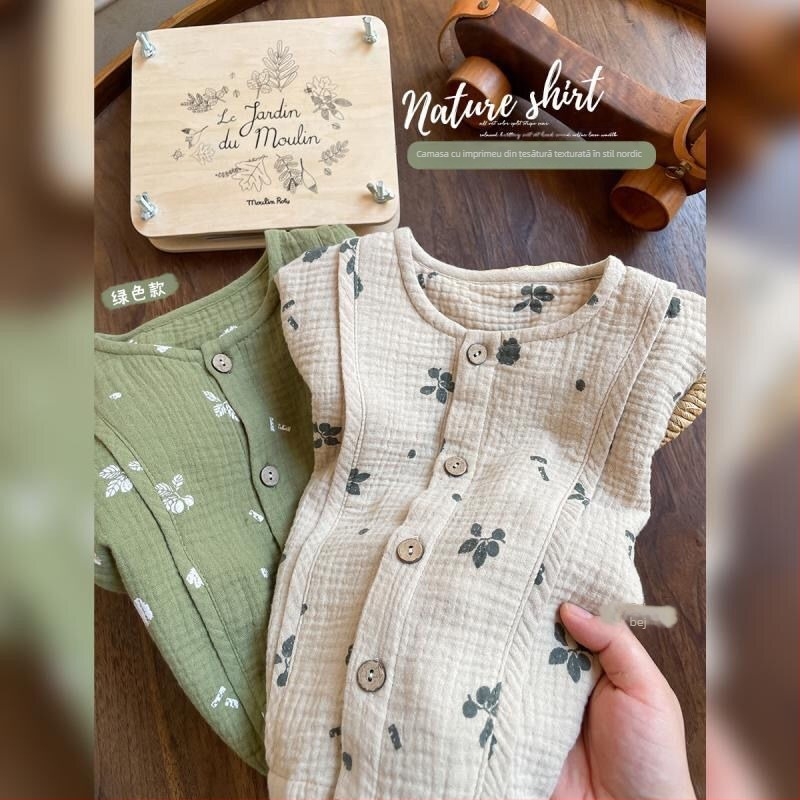 Cămașă pentru copii și bebeluți, neutru din punct de vedere al sexului, mânecă lungă, amestec poliester-bumbac 50/50, potrivită pentru nou-născuți 0–12 luni, primăvară și toamnă