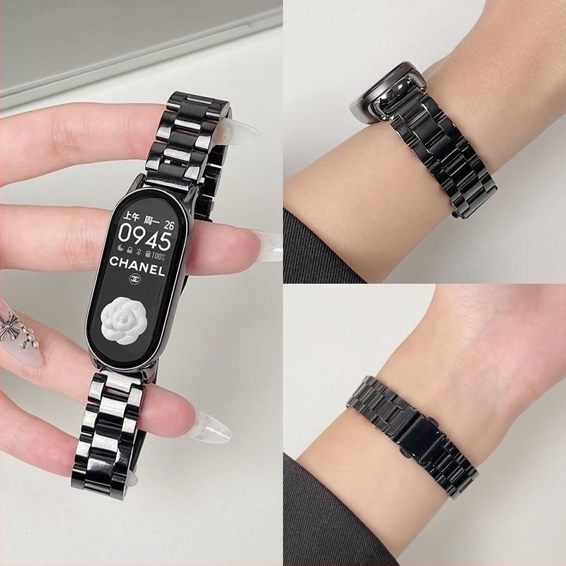 Brățară pentru Xiaomi Mi Band 10/9/8 cu NFC – versiune ceramică, trei curele din oțel