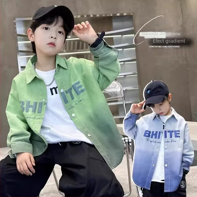 Cămașă pentru copii - stil coreean, guler rever, mâneci lungi, model în carouri, 80% poliester