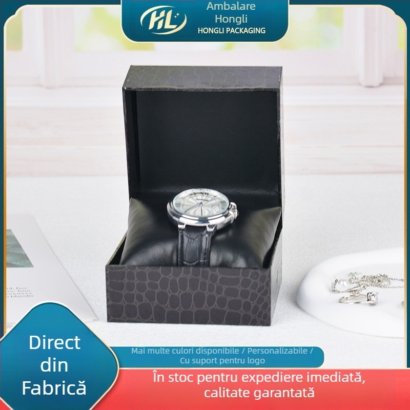 Cutie de ceas din plastic, personalizată, model 6219, ambalare pentru cadouri și bijuterii, finisaj bronzat