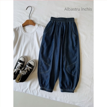 Pantaloni pentru copii din Lyocell Denim anti-țânțari, 65% Lyocell, unicolor, vara 2025, casual