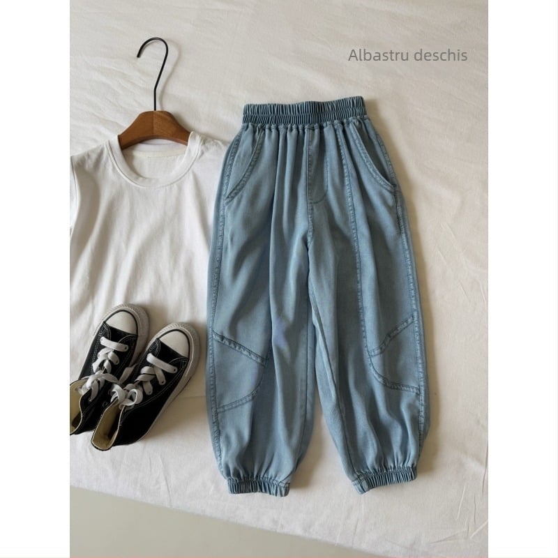 Pantaloni pentru copii din Lyocell Denim anti-țânțari, 65% Lyocell, unicolor, vara 2025, casual