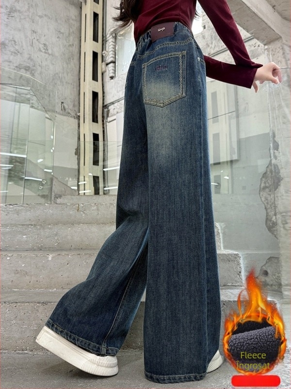 Pantaloni pentru fete iarnă cu căptușeală fleece - talie înaltă, talie elastică, culoare solidă, pentru copii peste 8 ani.