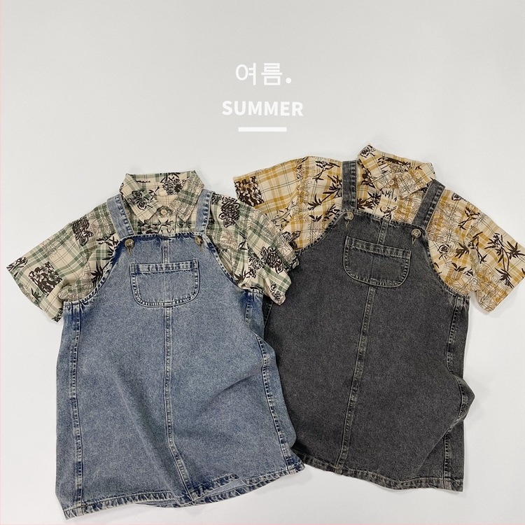 Rochie denim pentru copii cu bretele în stil coreean, material principal 100% bumbac, pentru vârsta 3–8 ani, vară 2025