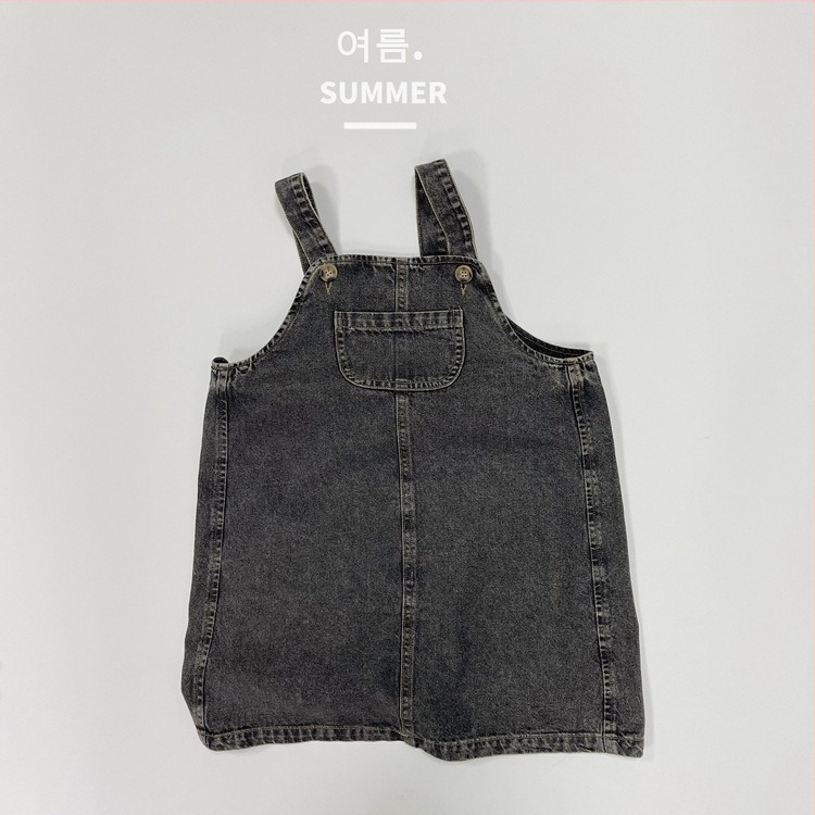 Rochie denim pentru copii cu bretele în stil coreean, material principal 100% bumbac, pentru vârsta 3–8 ani, vară 2025