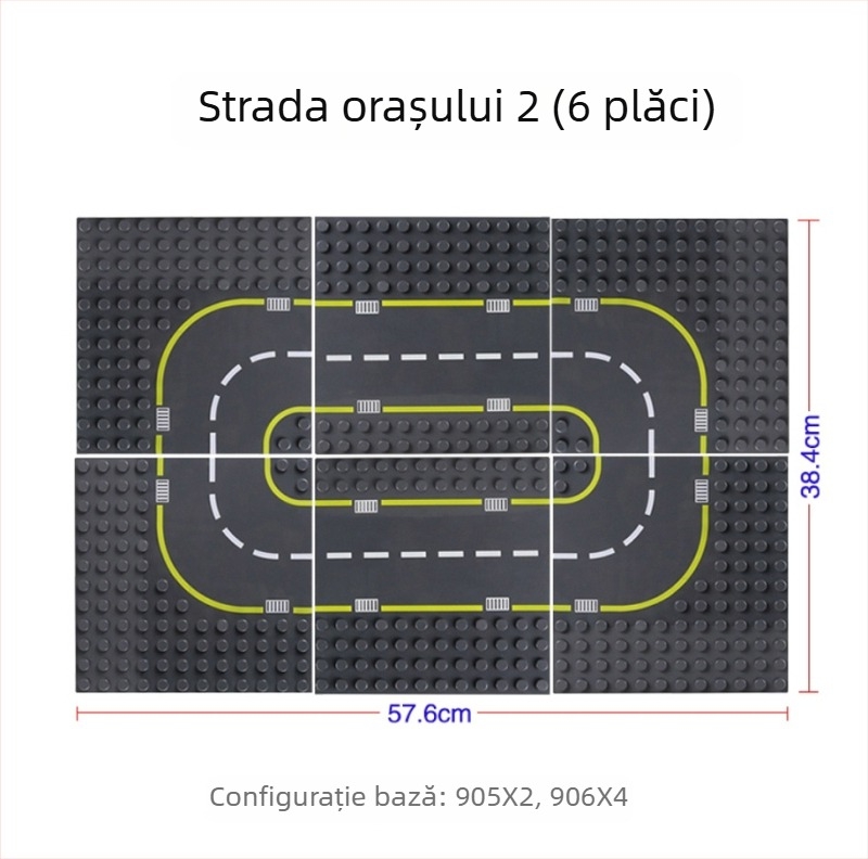 Placă de bază pentru drum din blocuri de construcții, compatibilă cu LEGO mari cărămizi, modele 905–907, Wange, ABS plastic