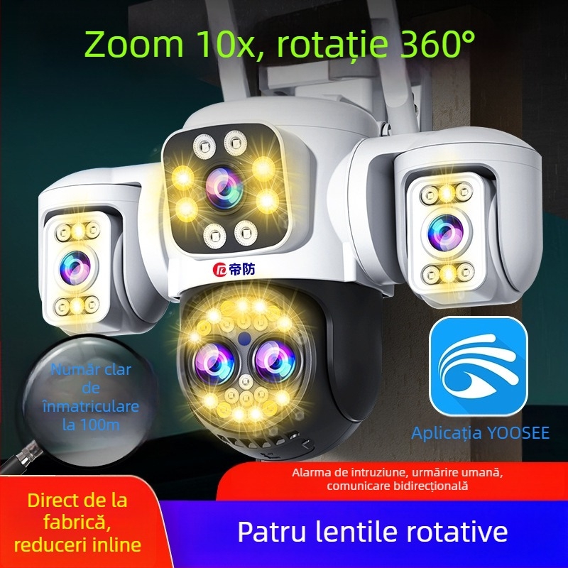 Cameră de supraveghere sferică, exterior, wireless - 360° vedere, viziune nocturnă, 4G, HD
