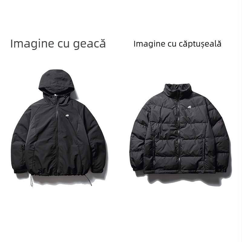 Geacă de puf cu căptușeală detașabilă, glugă, design 3-în-1, umplutură din puf de rață, protecție la frig -20°C până la -5°C