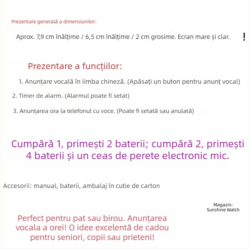 Ceas de birou cu mecanism automat (carcasă din plastic, stil Wind)
