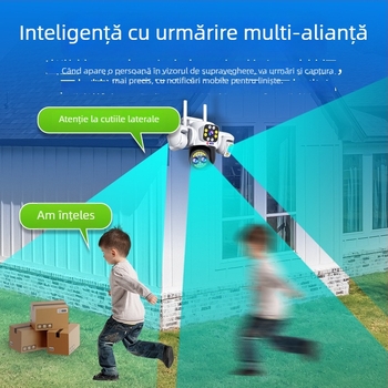 Cameră de supraveghere exterioră, wireless, cu vizionare nocturnă 360°, conectivitate 4G, iluminare minimă 0.001 lx, interval de funcționare -30°C până la 65°C, alimentare 12V